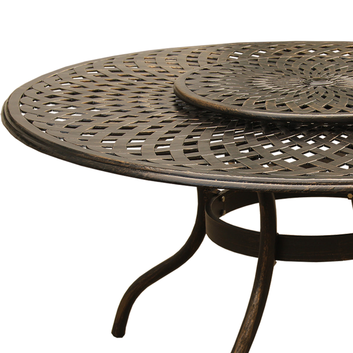 Outdoor Modern Aluminum 59-in Round Patio Dining Table with Lazy Susan Sharicks
