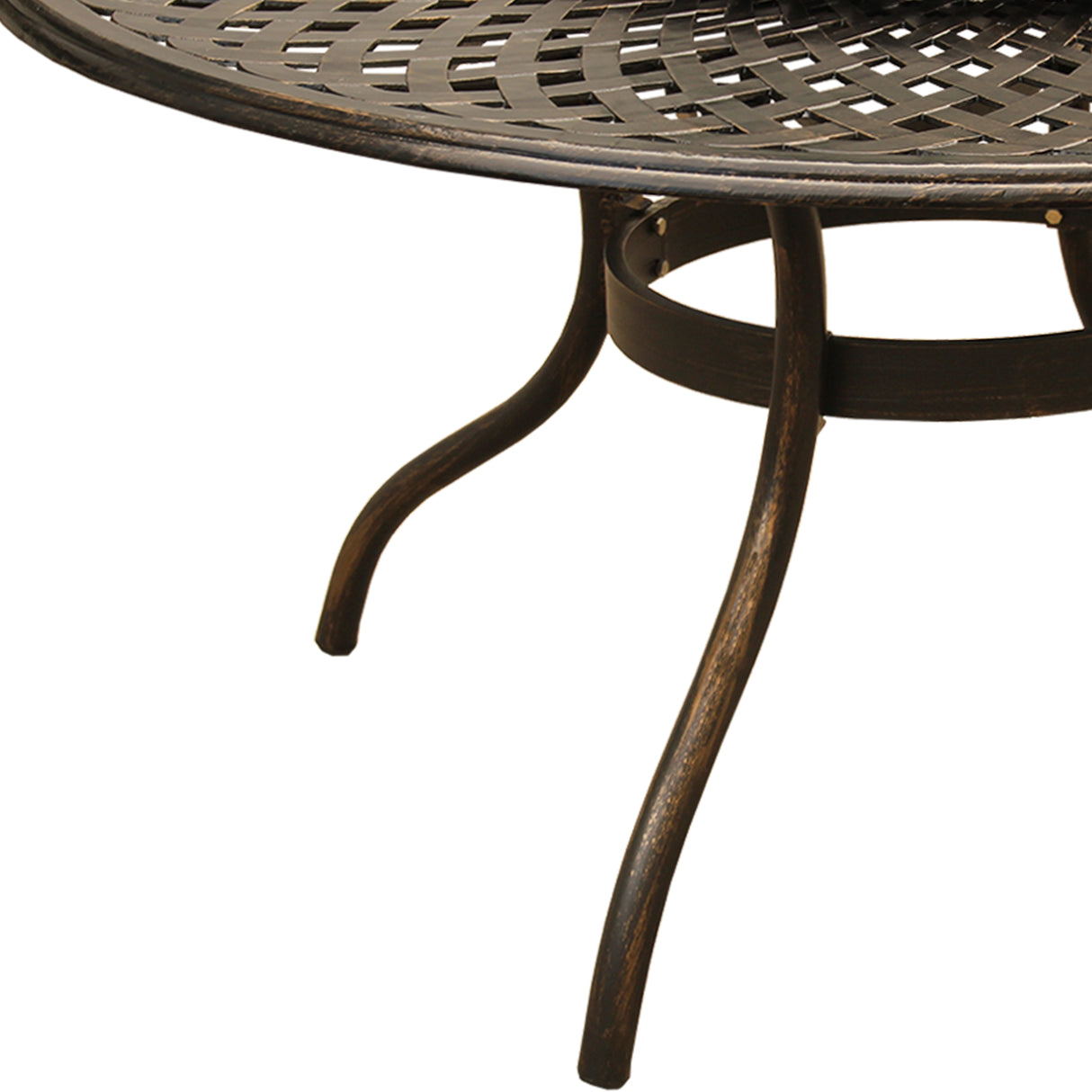 Outdoor Modern Aluminum 59-in Round Patio Dining Table with Lazy Susan Sharicks