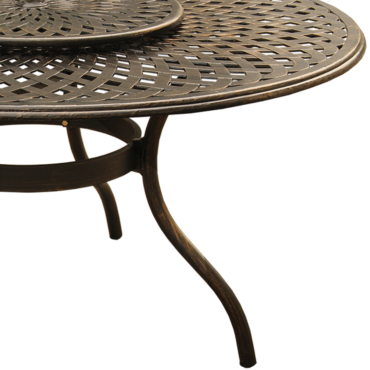 Outdoor Modern Aluminum 59-in Round Patio Dining Table with Lazy Susan Sharicks