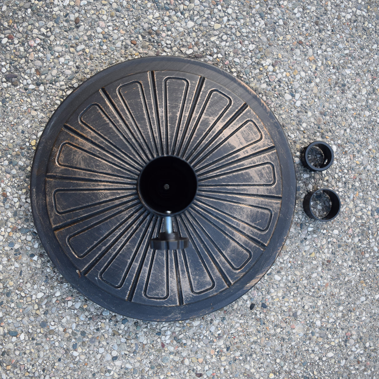 Antique Bronze 28 lbs Round Concrete Umbrella Stand Base Weight Sharicks