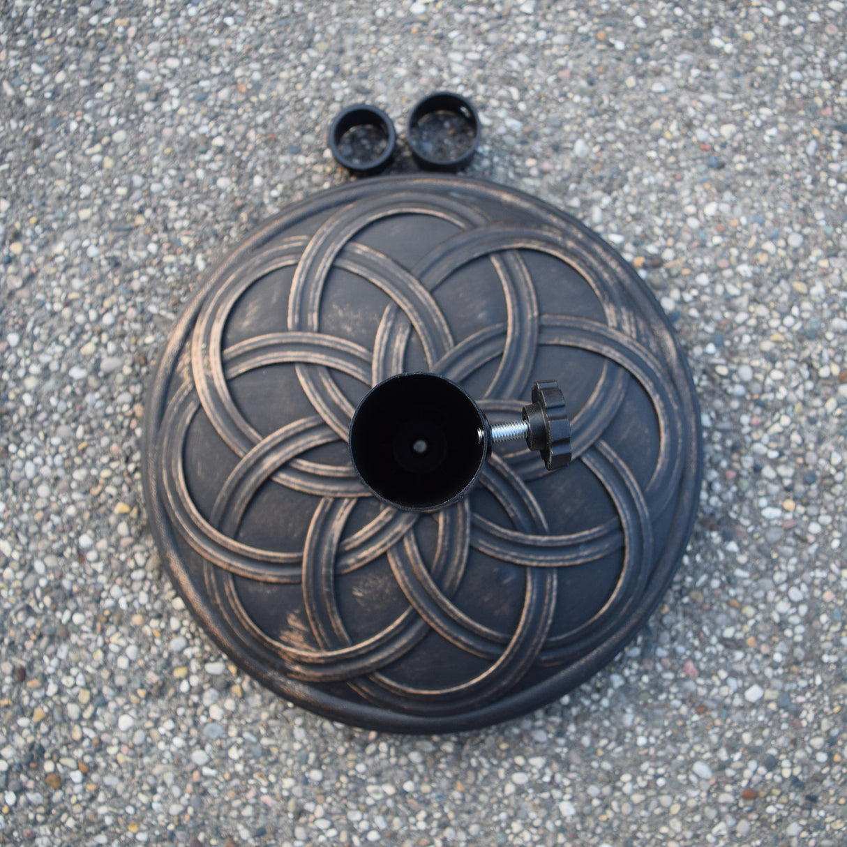 Antique Bronze 33 lbs Round Concrete Umbrella Stand Base Weight Sharicks