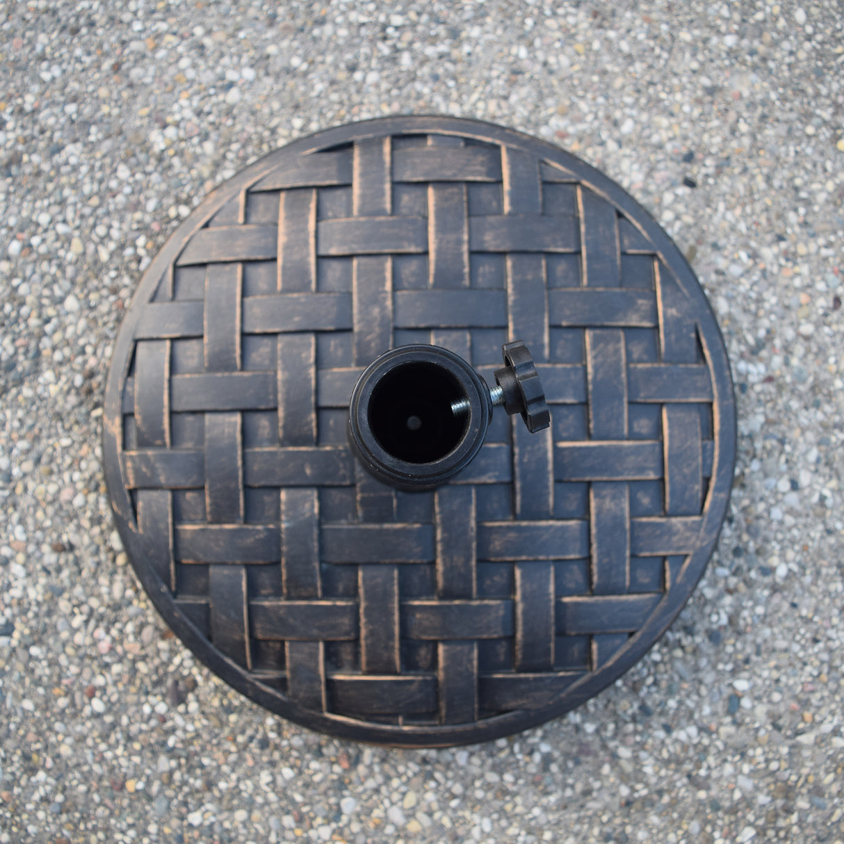 Antique Bronze 40 lbs Round Concrete Umbrella Stand Base Weight Sharicks