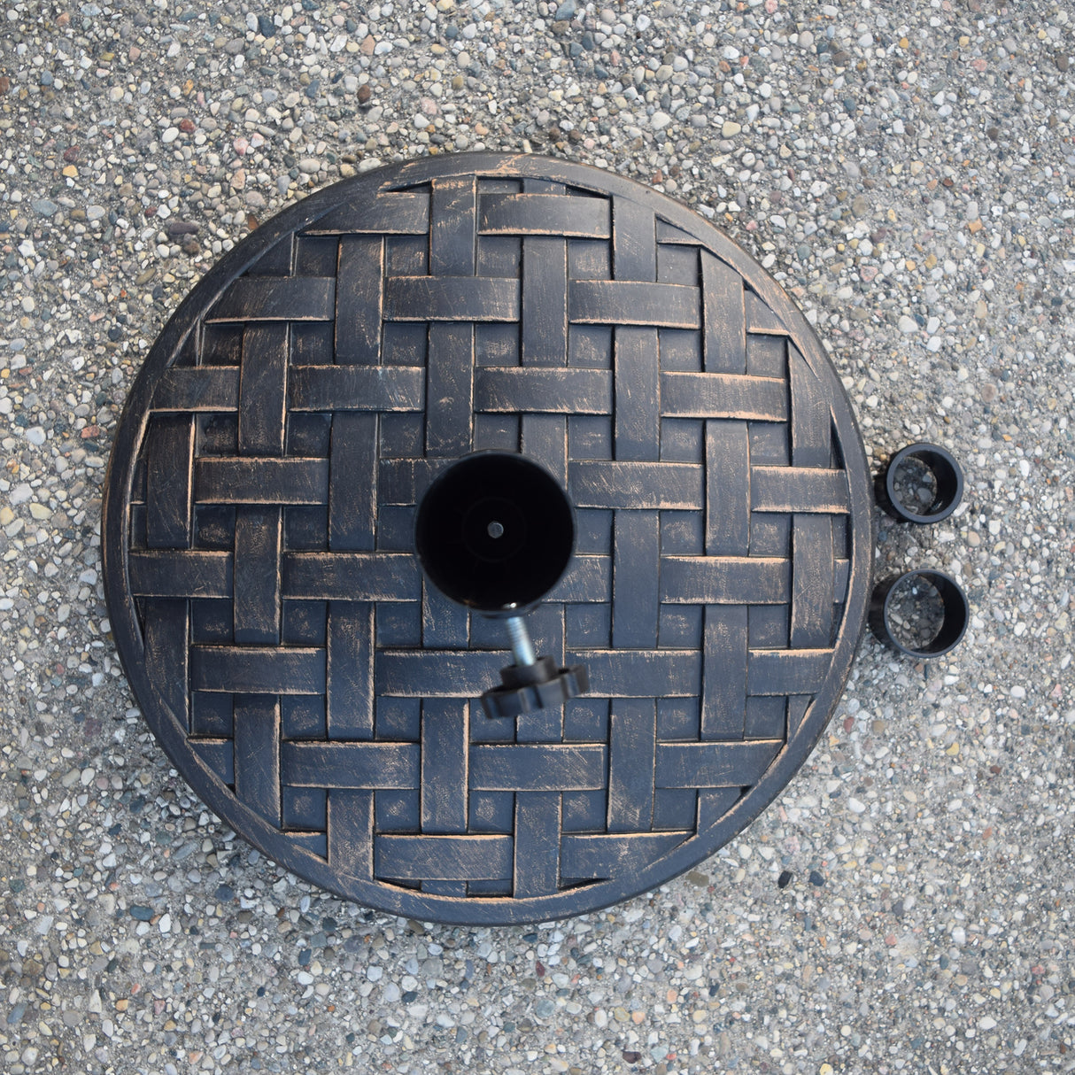 Antique Bronze 40 lbs Round Concrete Umbrella Stand Base Weight Sharicks