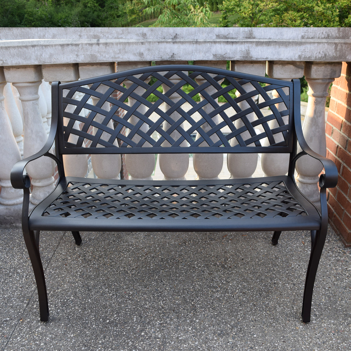 Outdoor Aluminum Modern 40-in Black Patio Bench Loveseat Sharicks