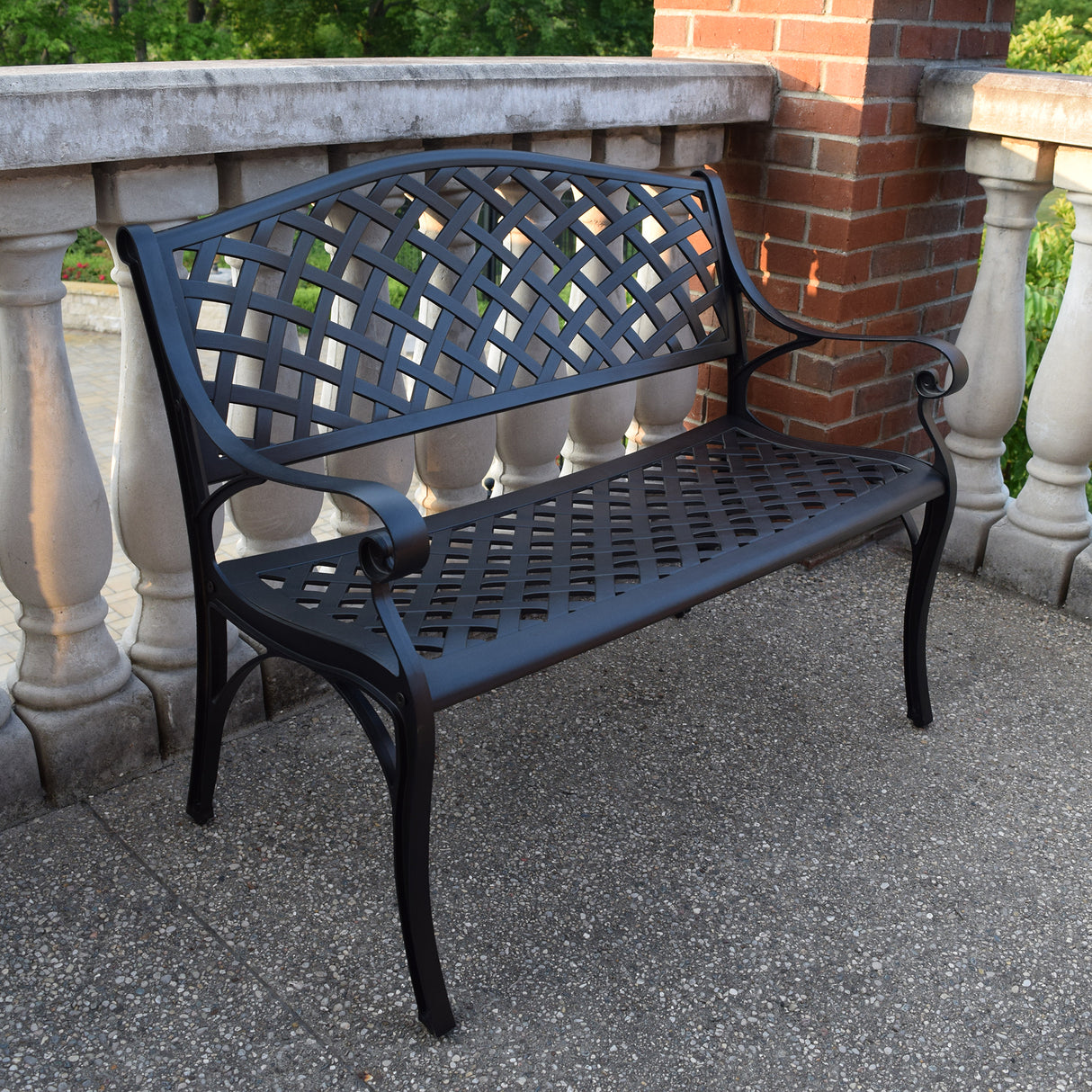 Outdoor Aluminum Modern 40-in Black Patio Bench Loveseat Sharicks