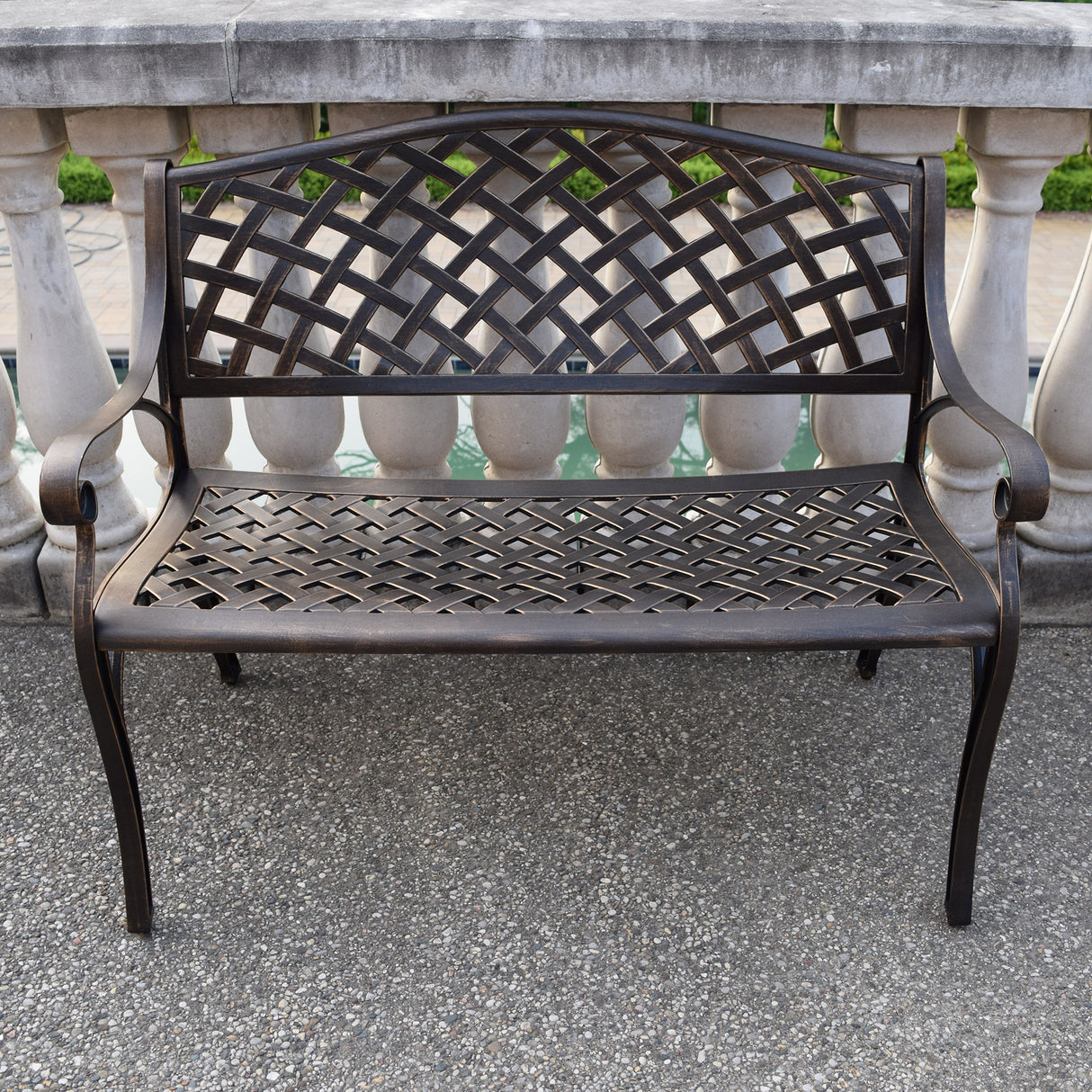 Outdoor Aluminum Modern 40-in Bronze Patio Bench Loveseat Sharicks