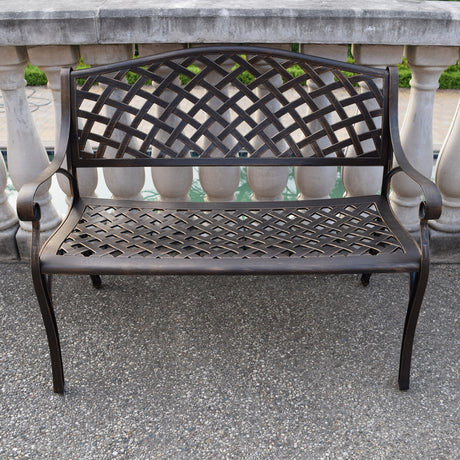 Outdoor Aluminum Modern 40-in Bronze Patio Bench Loveseat