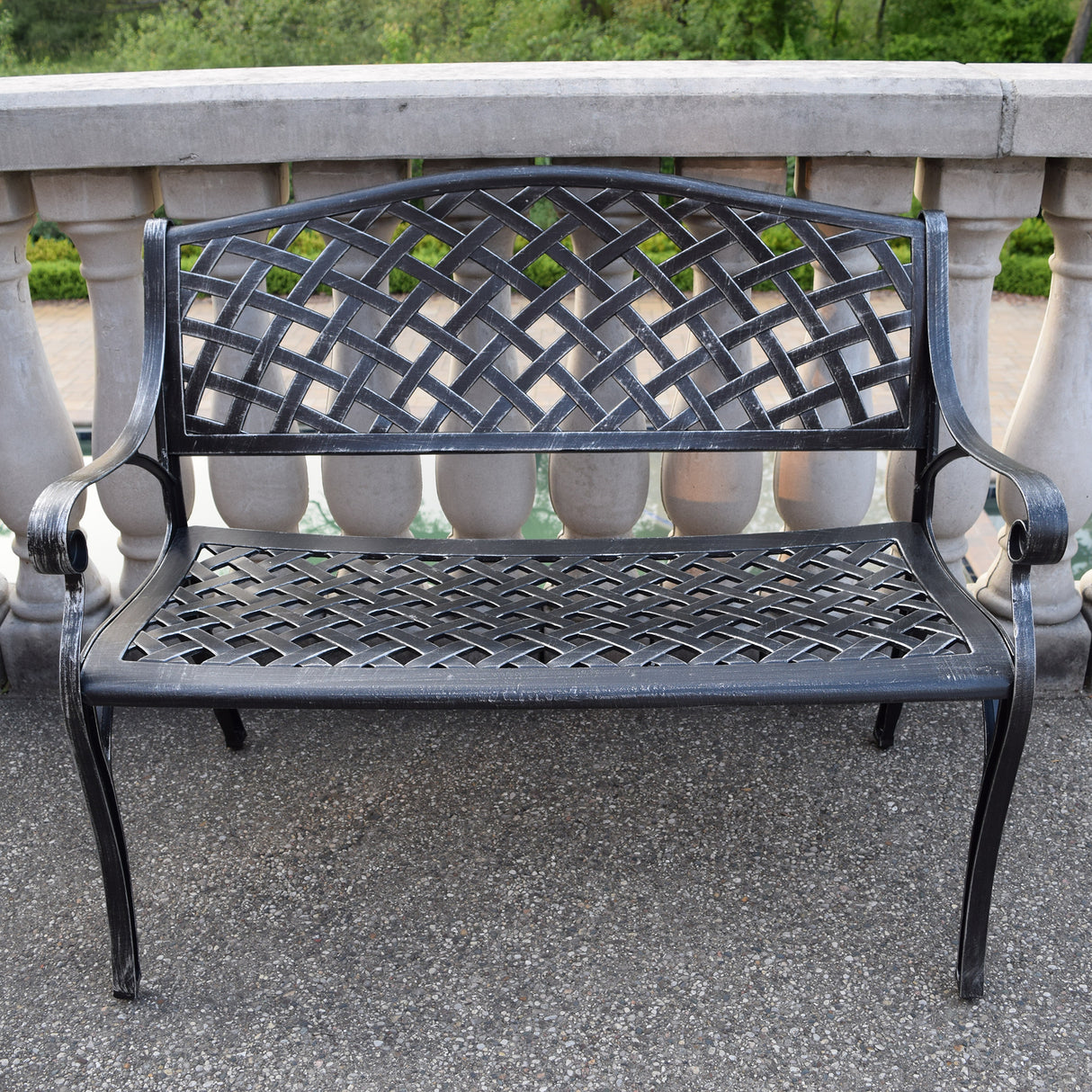 Outdoor Aluminum Modern 40-in Grey Patio Bench Loveseat Sharicks