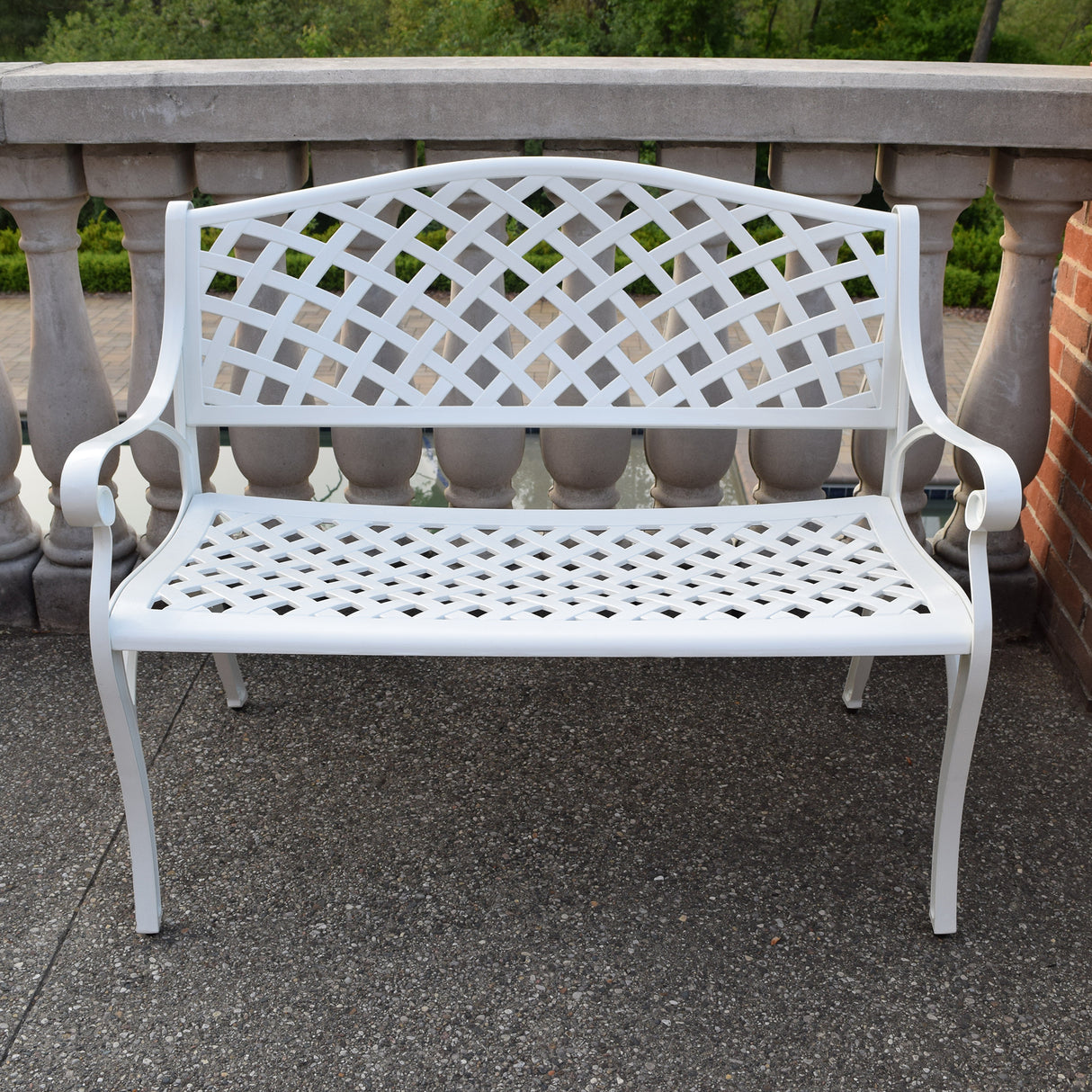 Outdoor Aluminum Modern 40-in White Patio Bench Loveseat Sharicks