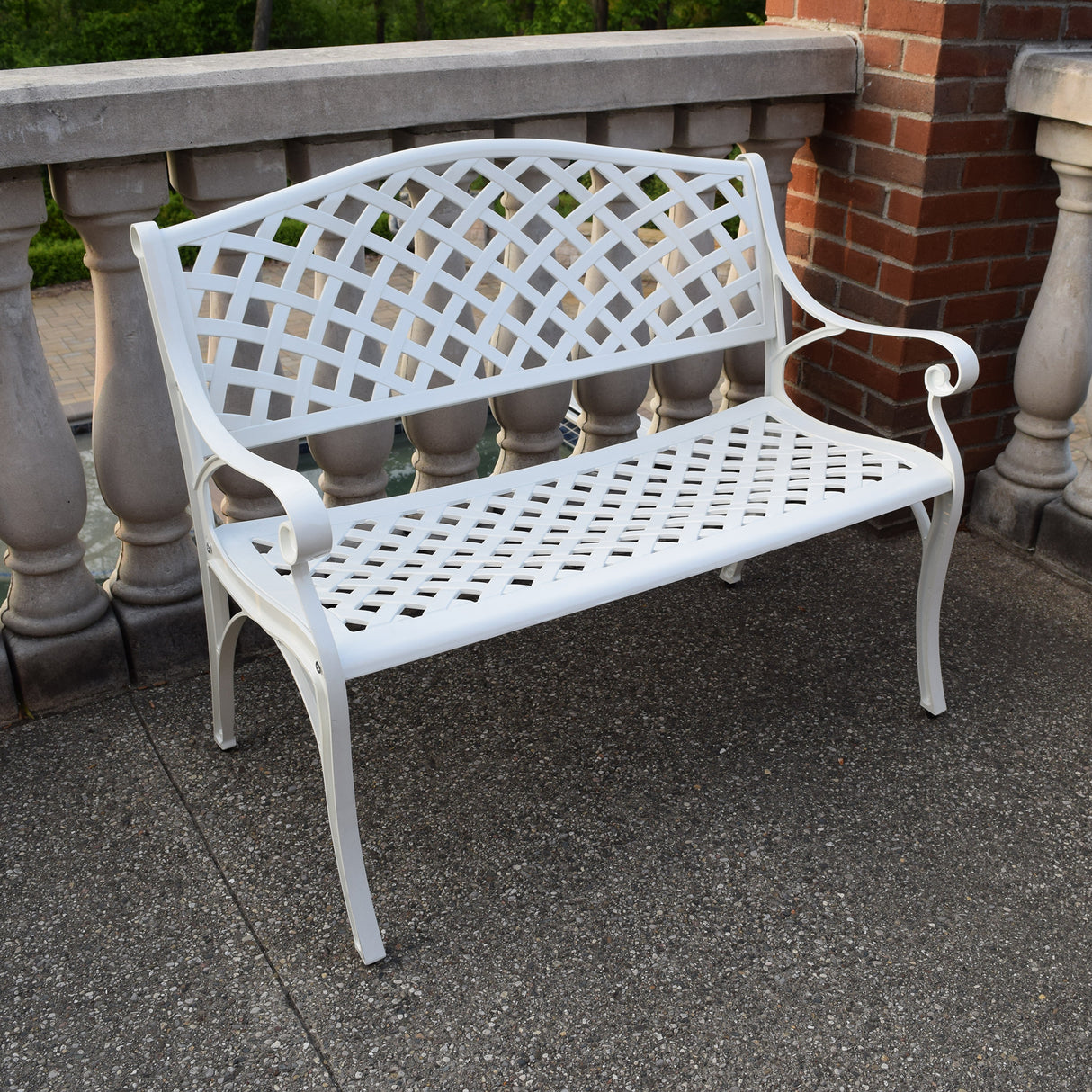Outdoor Aluminum Modern 40-in White Patio Bench Loveseat Sharicks