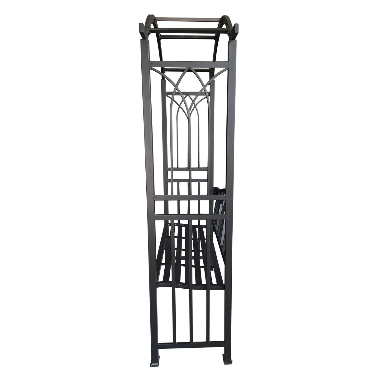 Black Aluminum Garden Arbor Arch with 2-Seater Bench