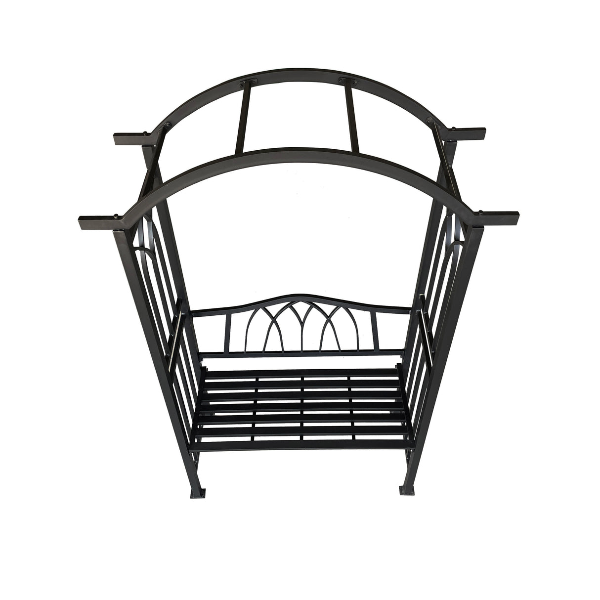 Black Aluminum Garden Arbor Arch with 2-Seater Bench