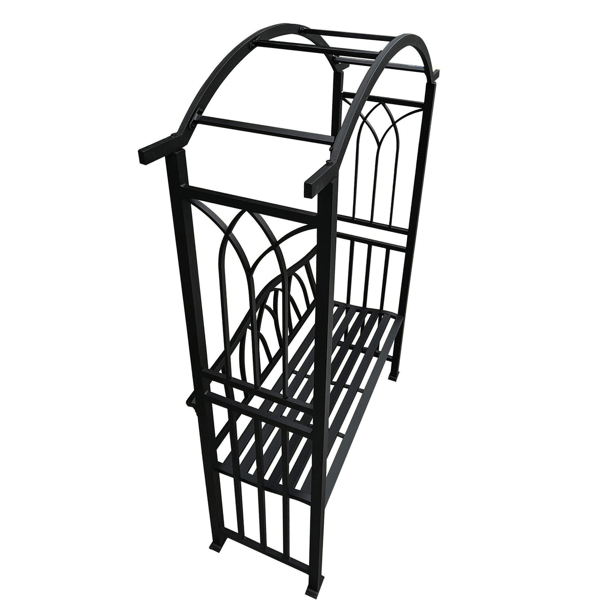 Black Aluminum Garden Arbor Arch with 2-Seater Bench