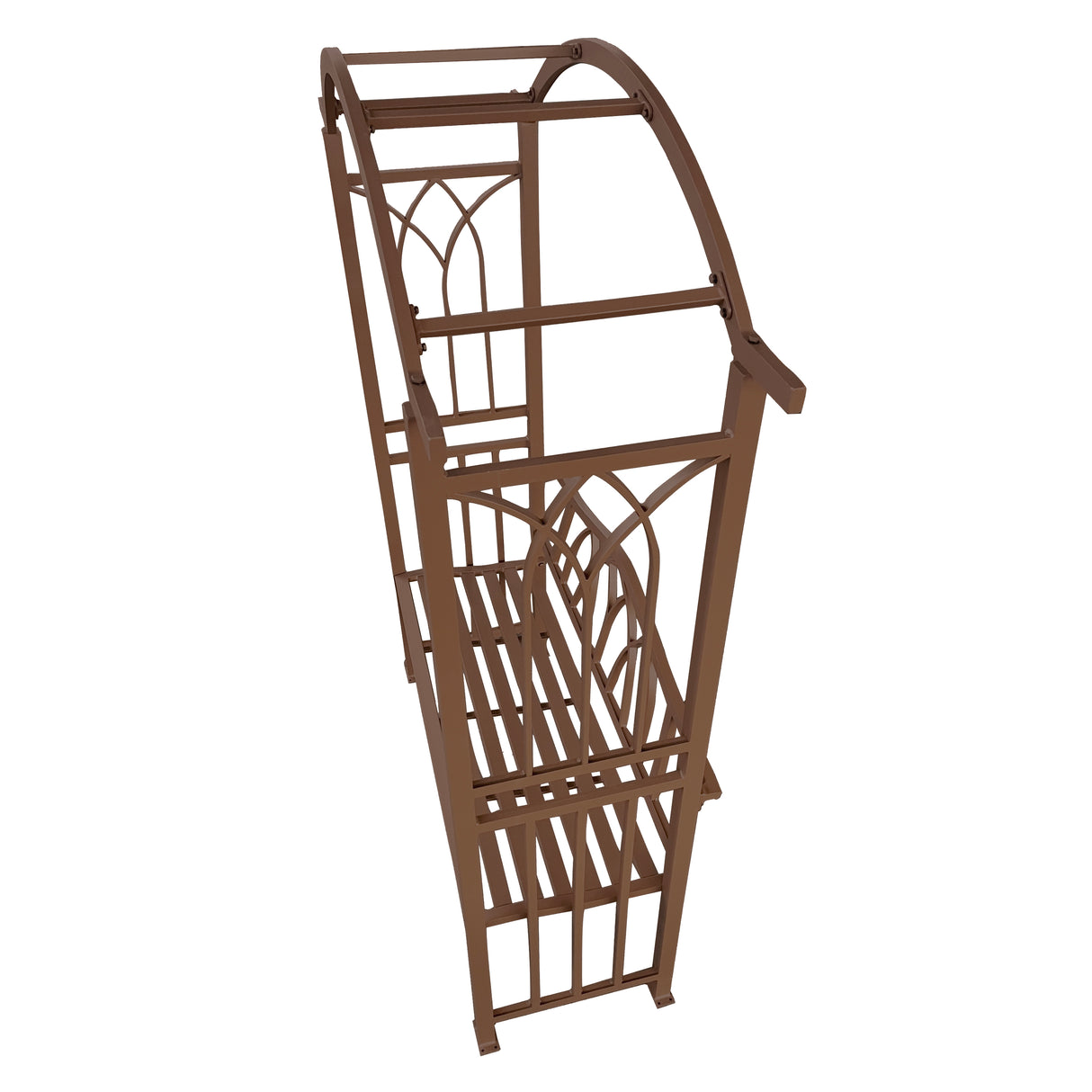 Brown Aluminum Garden Arbor Arch with 2-Seater Bench