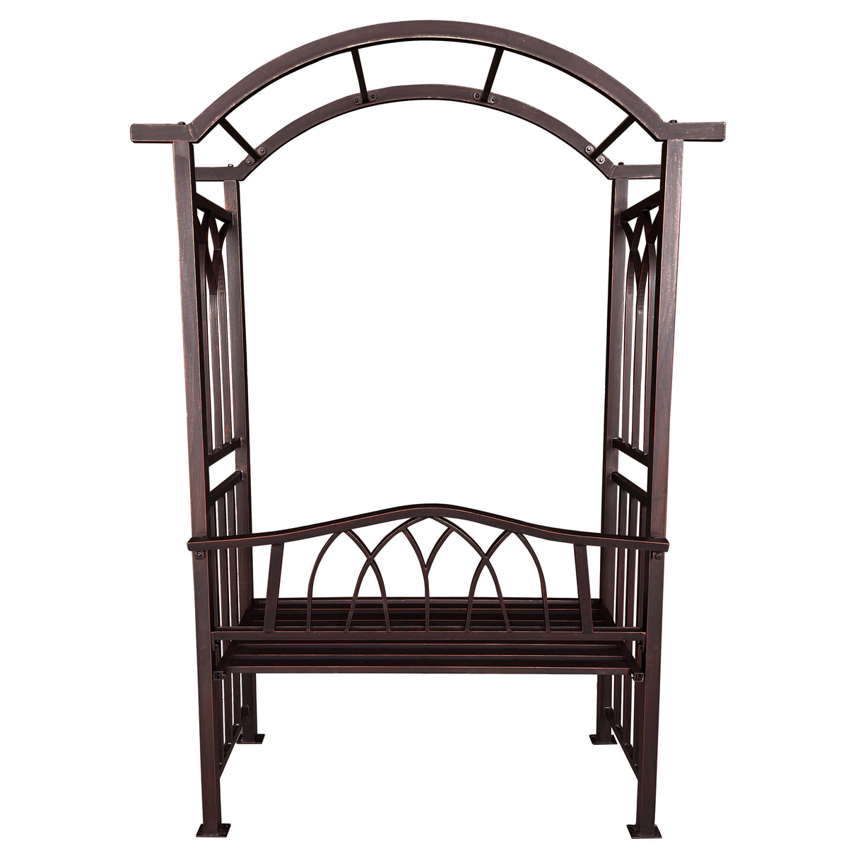 Bronze Aluminum Garden Arbor Arch with 2-Seater Bench