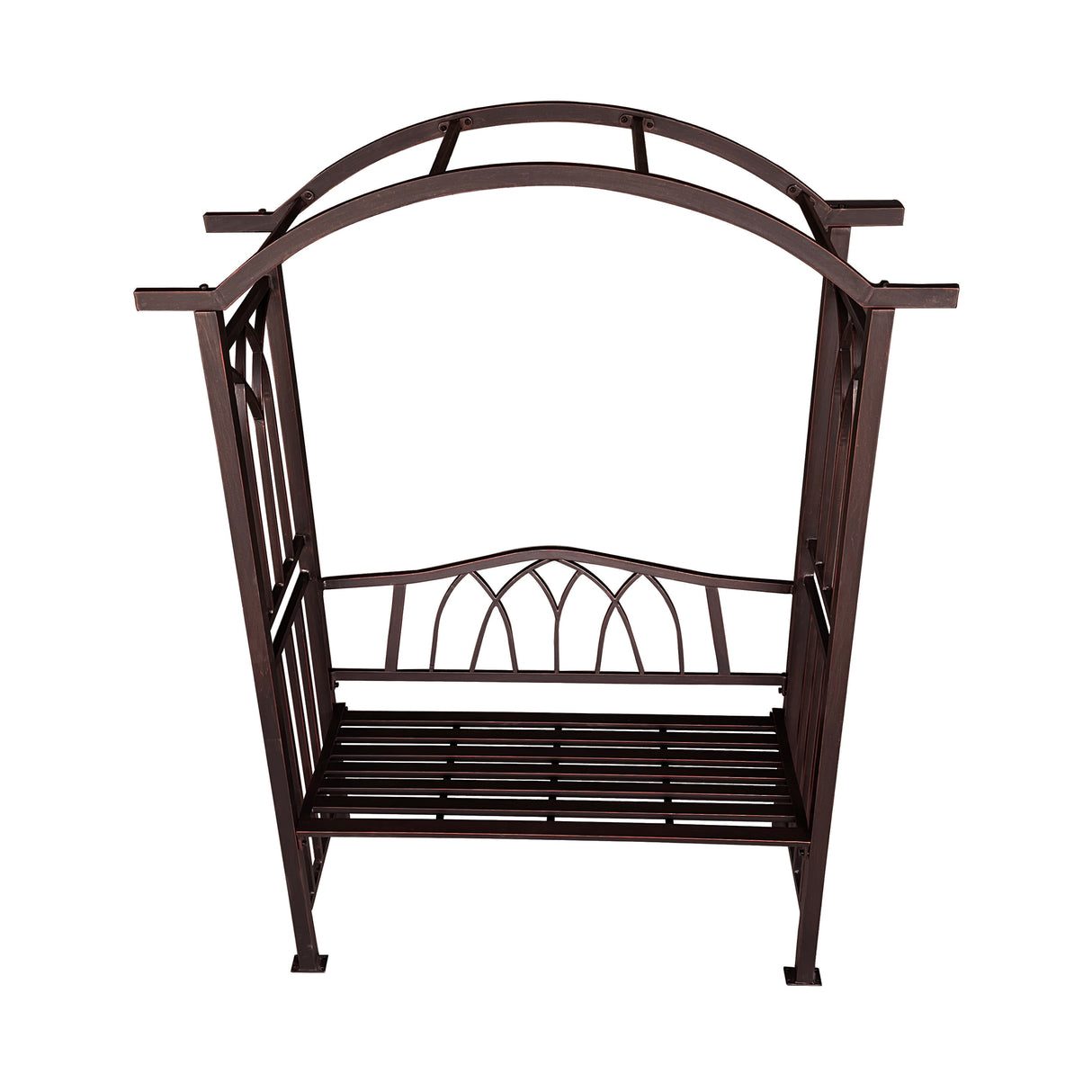 Bronze Aluminum Garden Arbor Arch with 2-Seater Bench