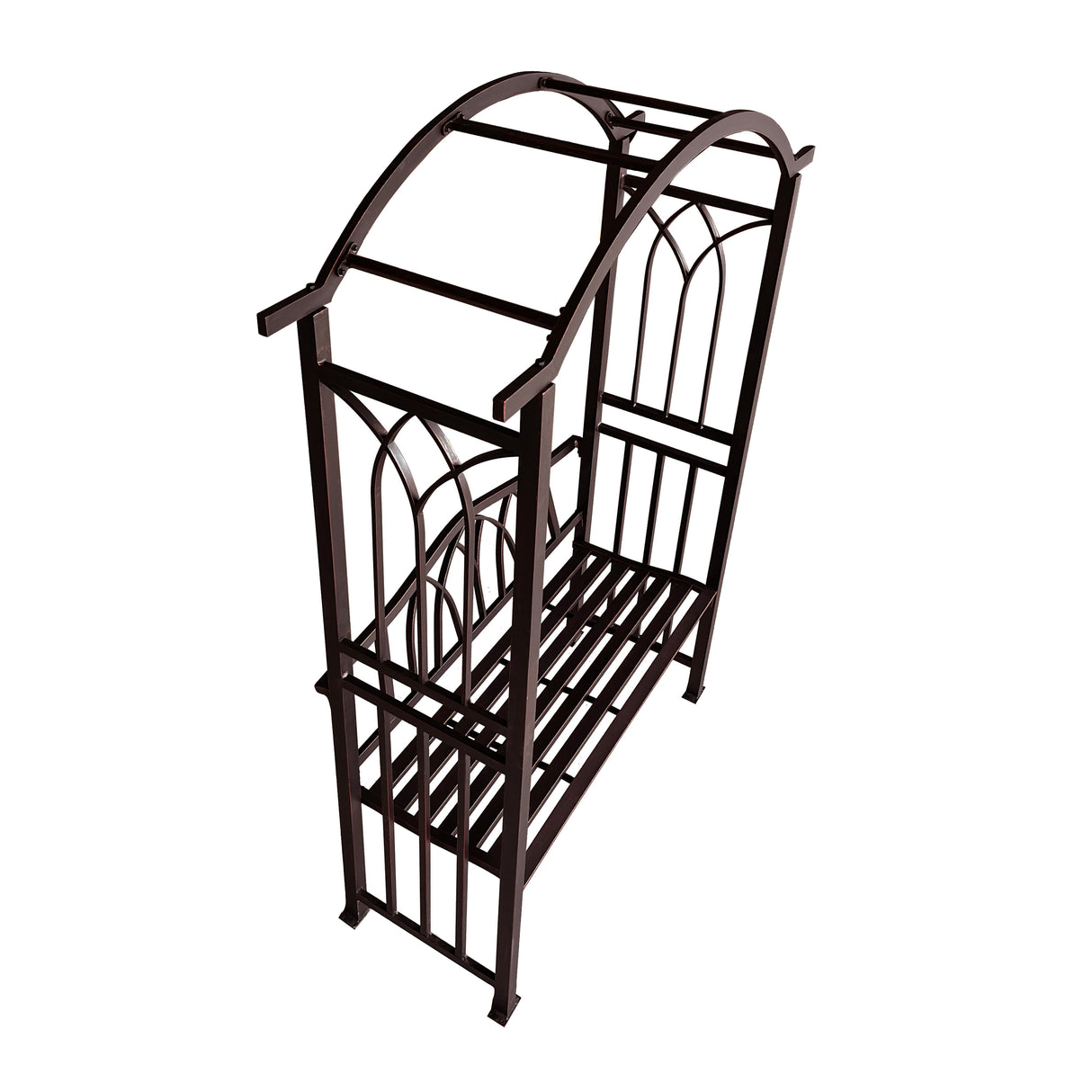 Bronze Aluminum Garden Arbor Arch with 2-Seater Bench