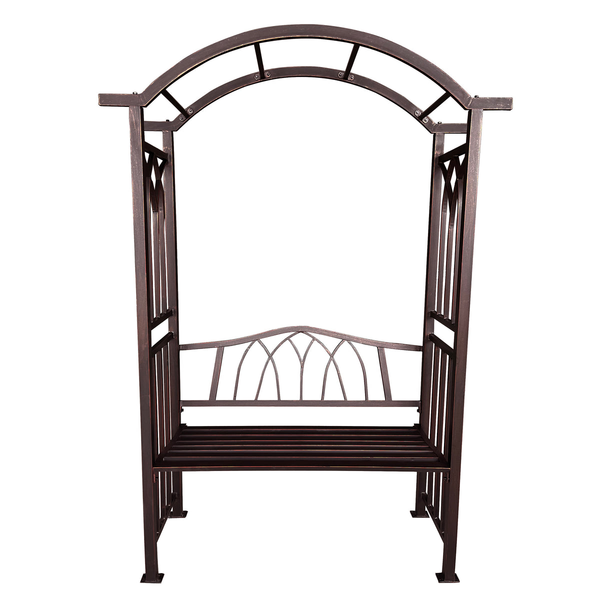 Bronze Aluminum Garden Arbor Arch with 2-Seater Bench