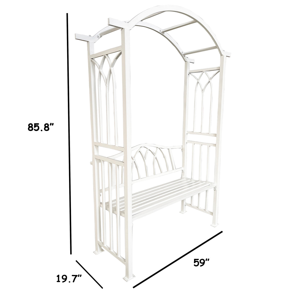 White Aluminum Garden Arbor Arch with 2-Seater Bench