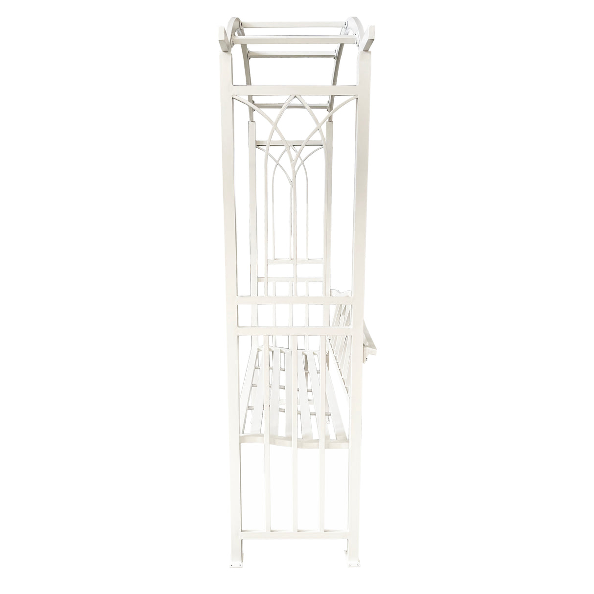 White Aluminum Garden Arbor Arch with 2-Seater Bench