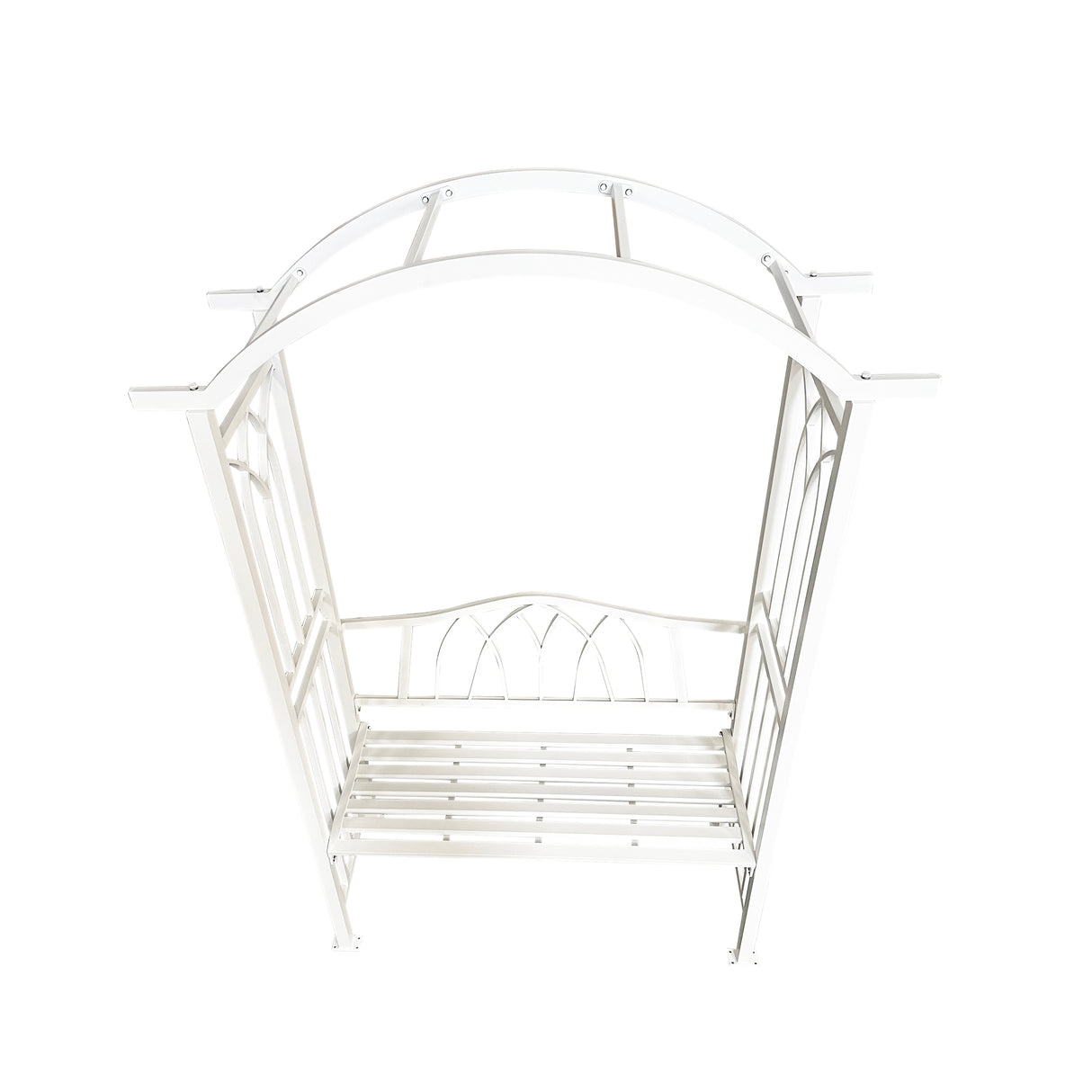 White Aluminum Garden Arbor Arch with 2-Seater Bench