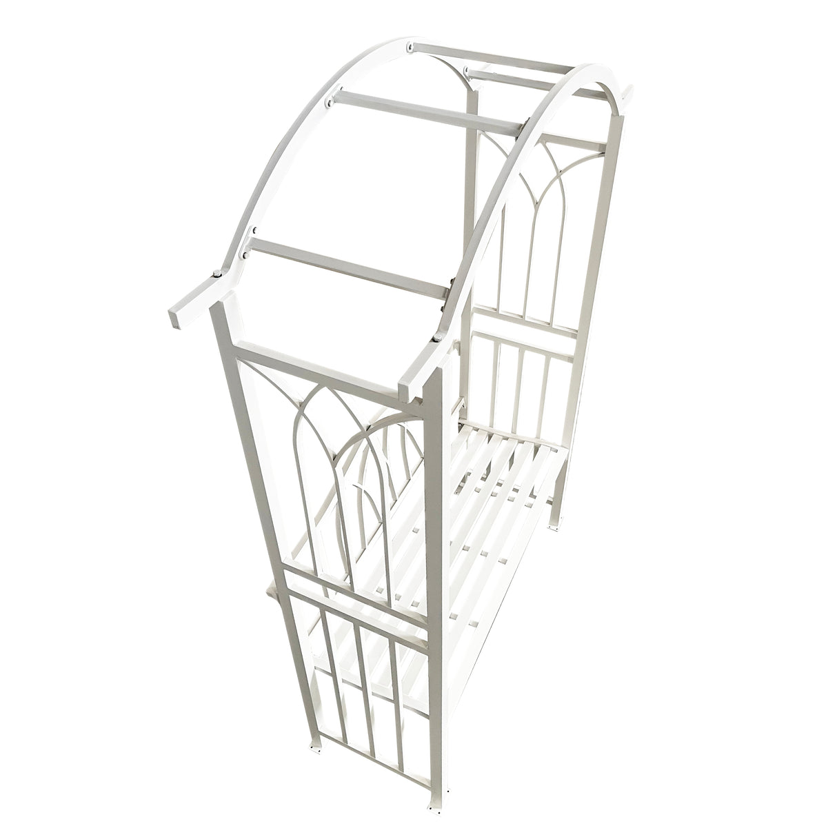 White Aluminum Garden Arbor Arch with 2-Seater Bench