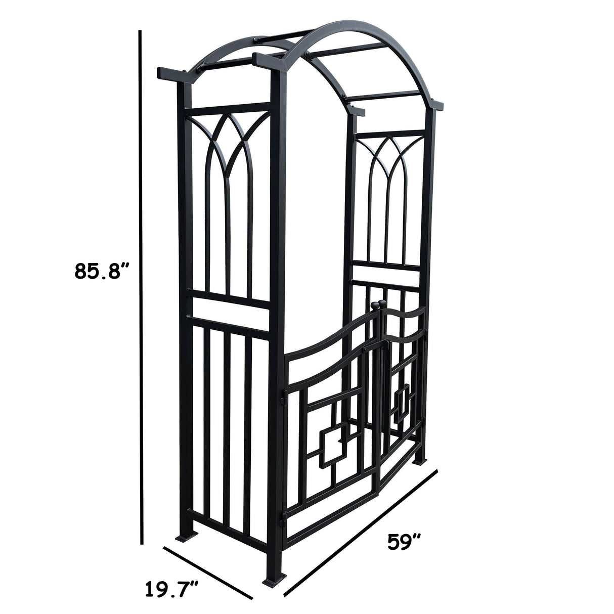Black Aluminum Garden Arch with Gate
