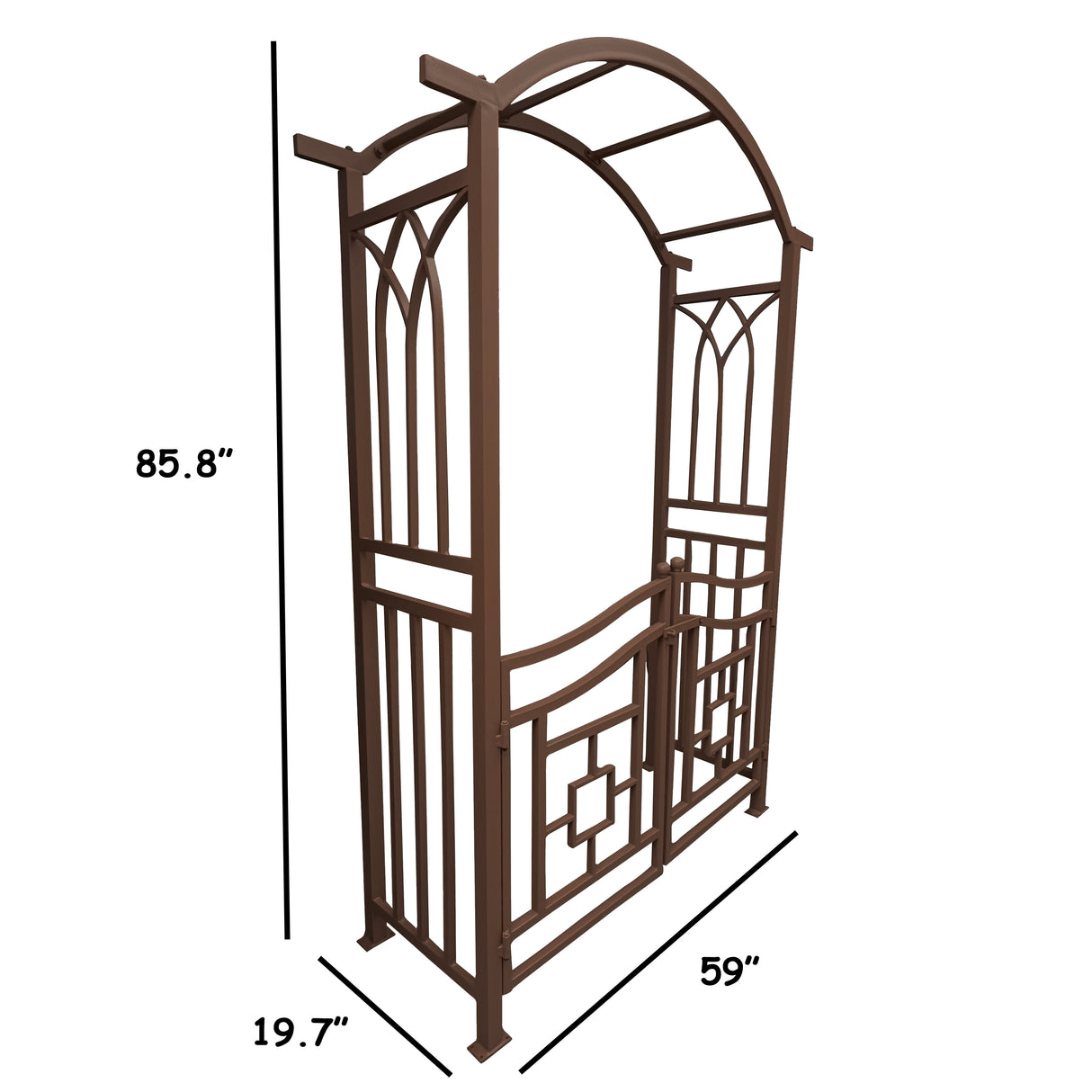 Brown Aluminum Garden Arch with Gate