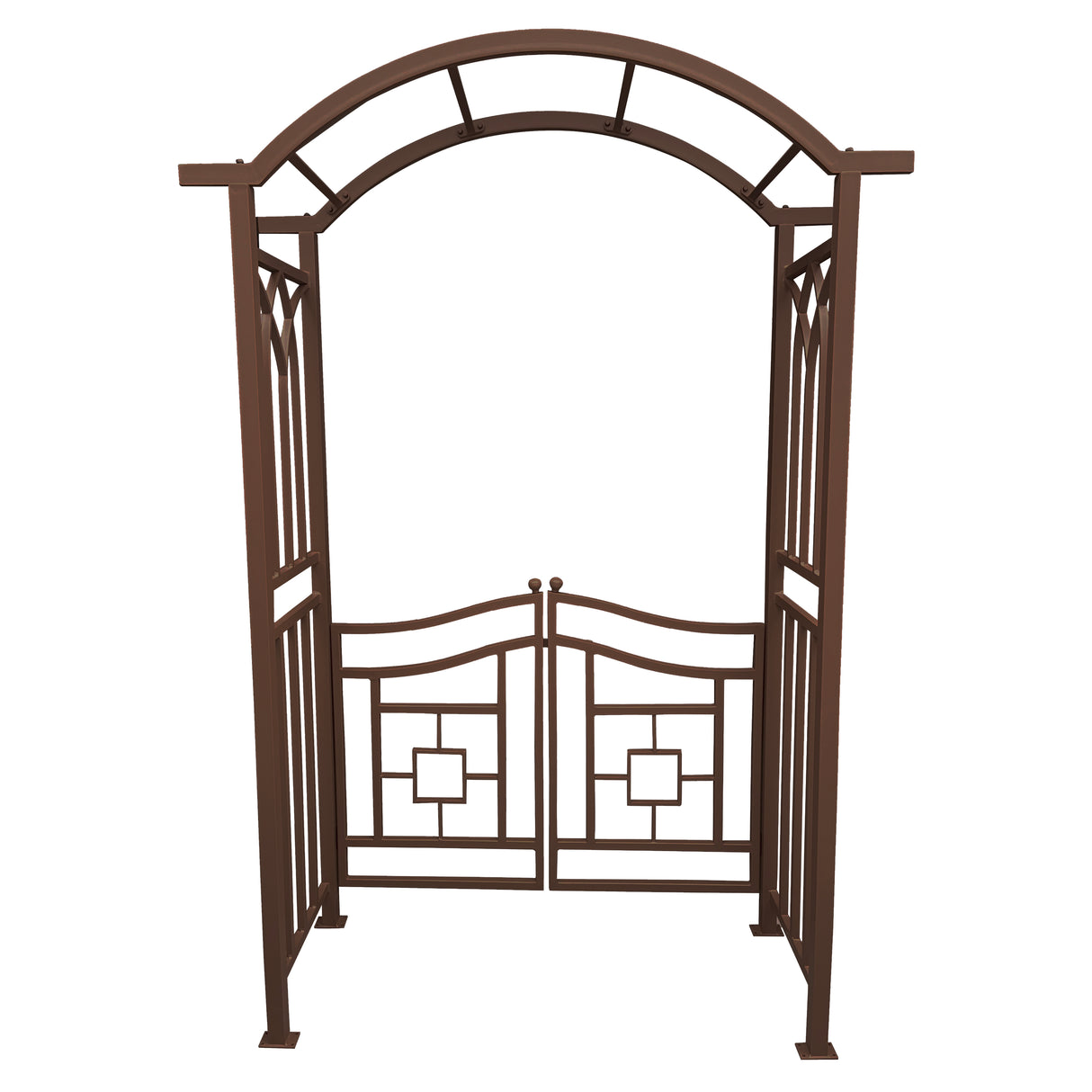 Brown Aluminum Garden Arch with Gate