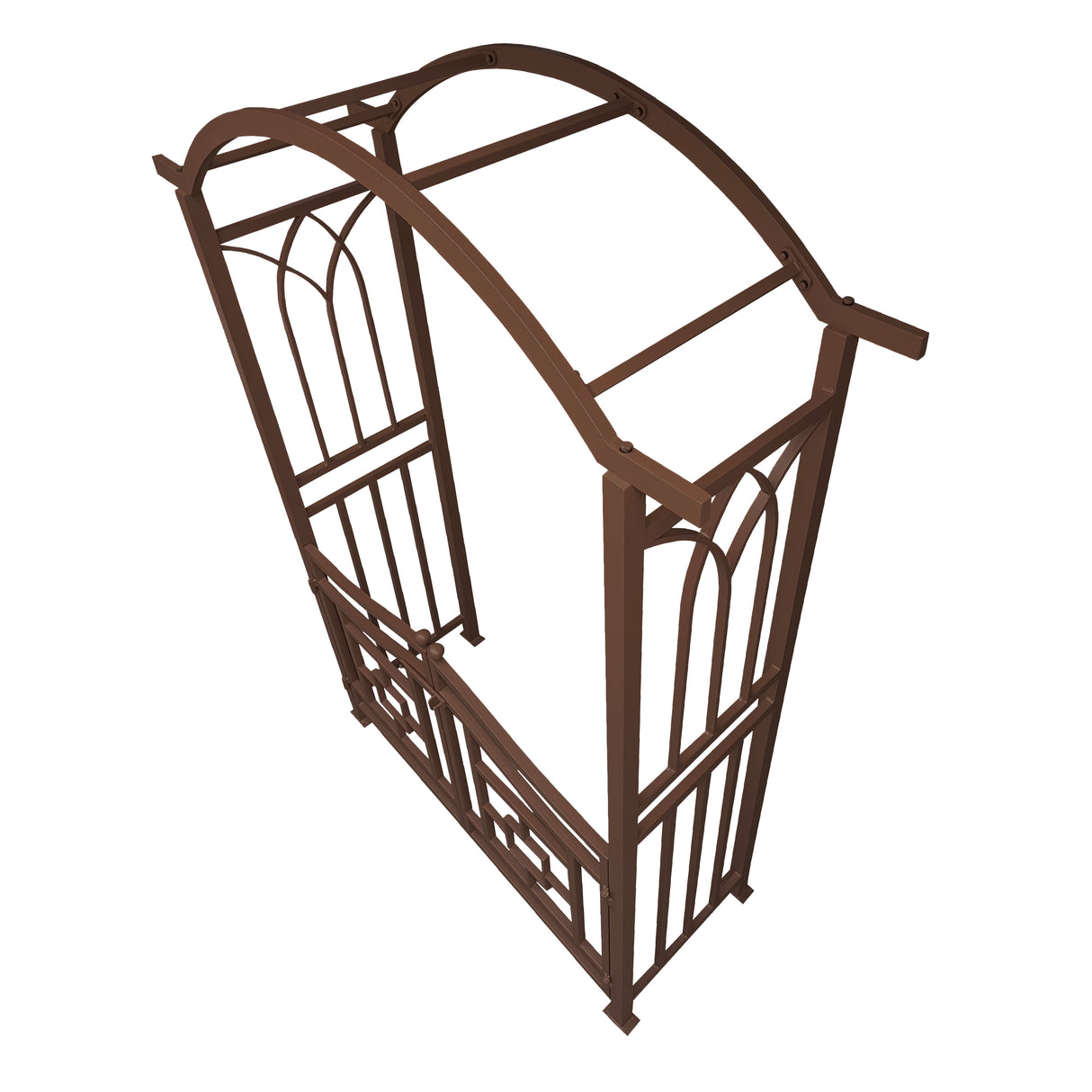 Brown Aluminum Garden Arch with Gate