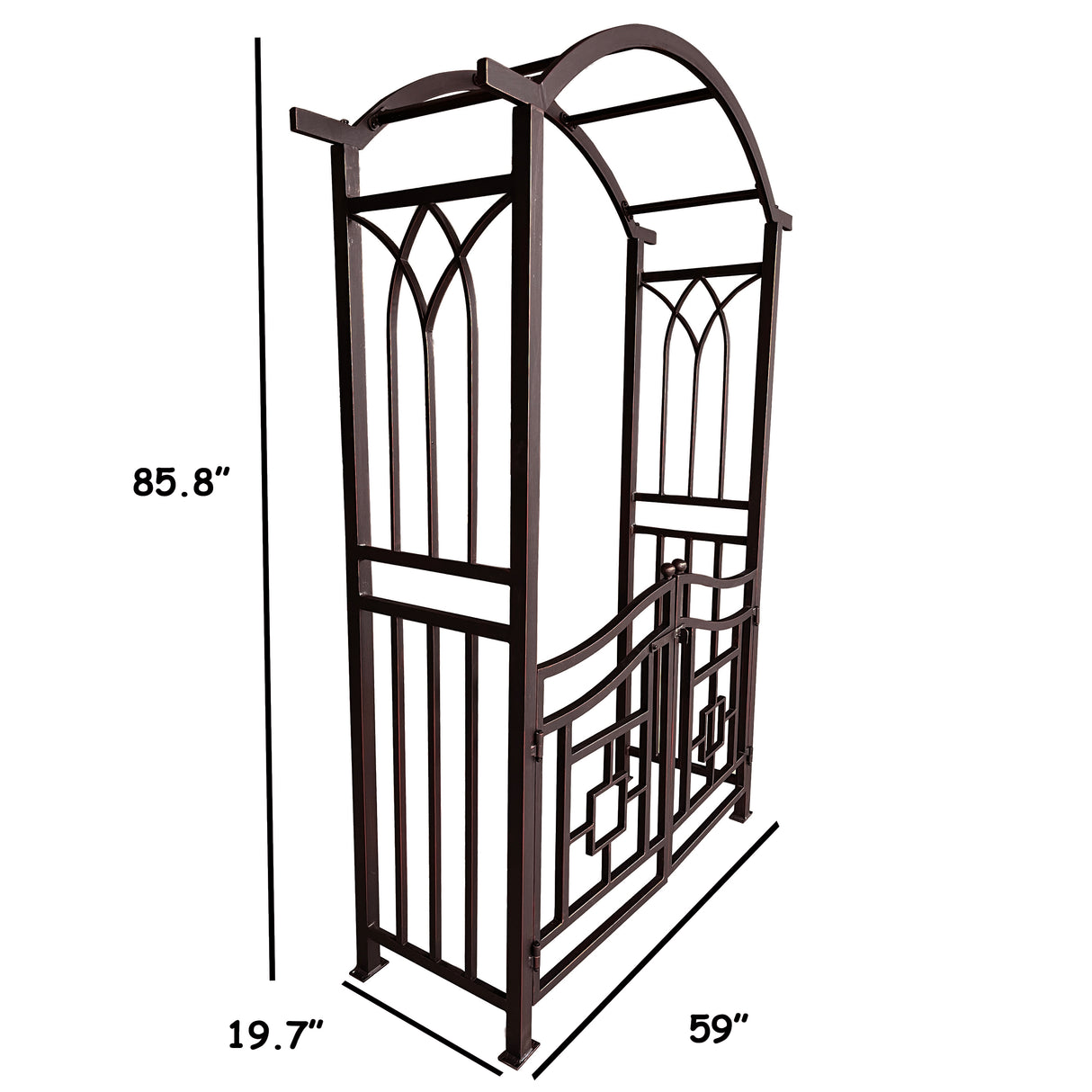 Bronze Aluminum Garden Arch with Gate