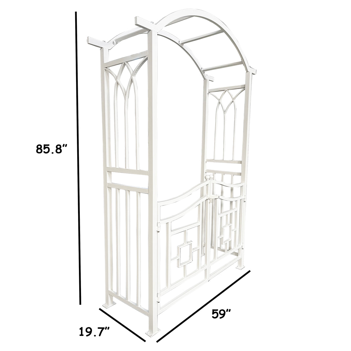 White Aluminum Garden Arbor Arch with Gate