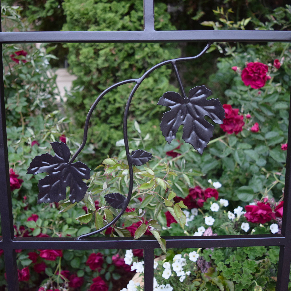 Three Panel Steel Brown Patio Screen Trellis with Flower Pot Holders - Sharicks
