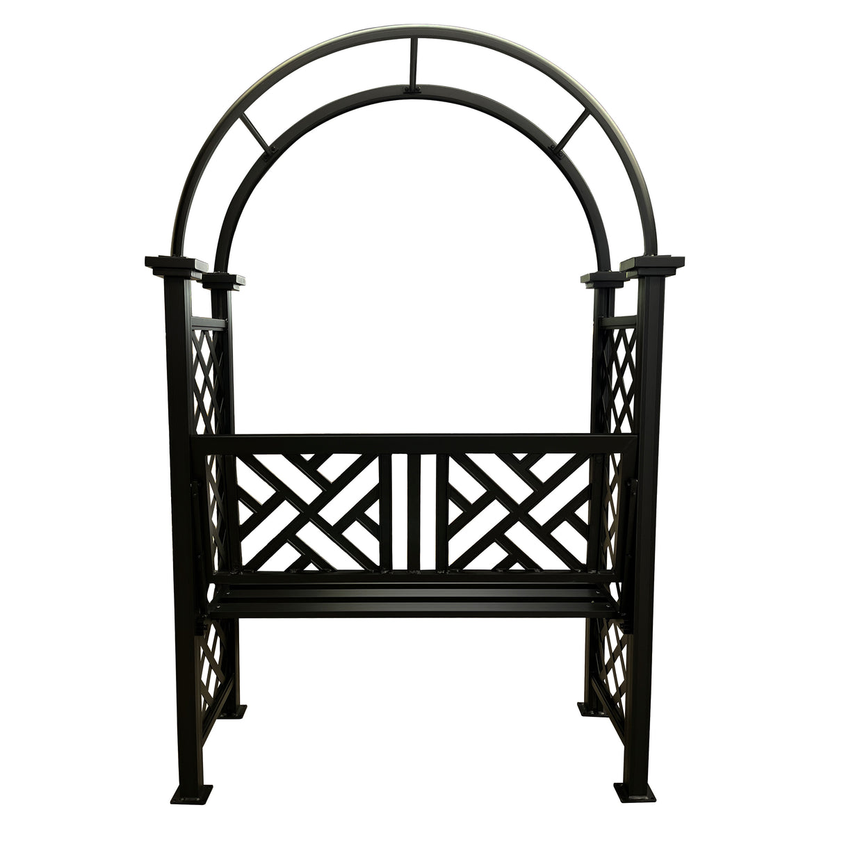 Black Aluminum Garden Arch with 2-Seater Bench