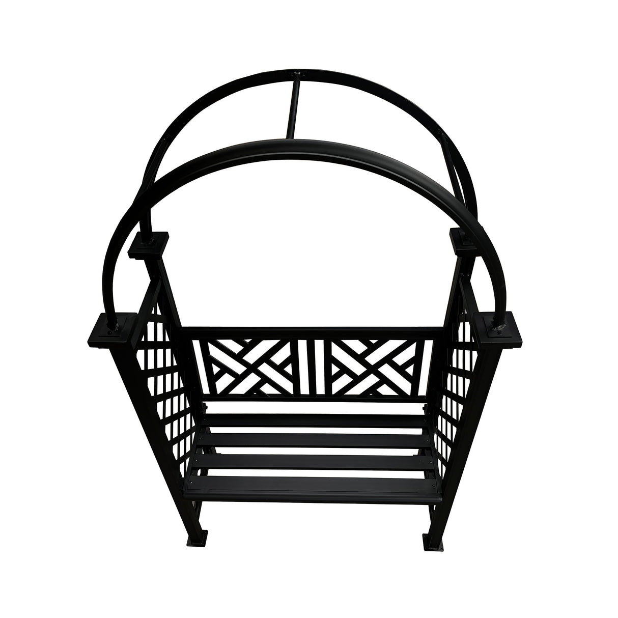 Black Aluminum Garden Arch with 2-Seater Bench