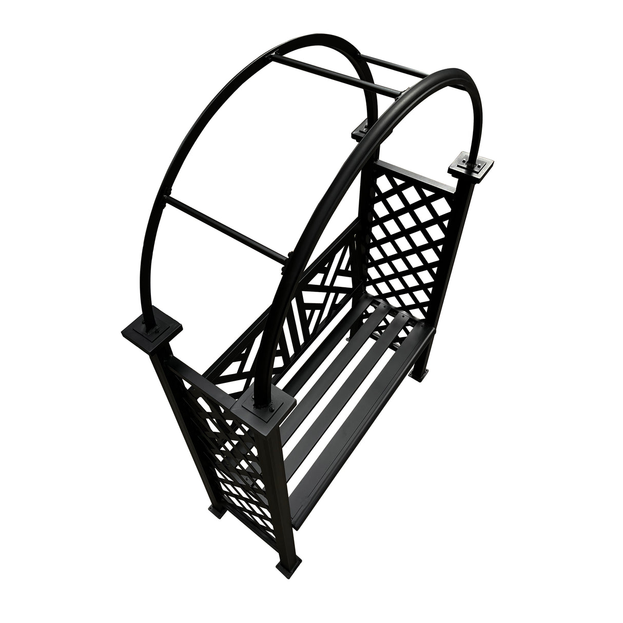 Black Aluminum Garden Arch with 2-Seater Bench