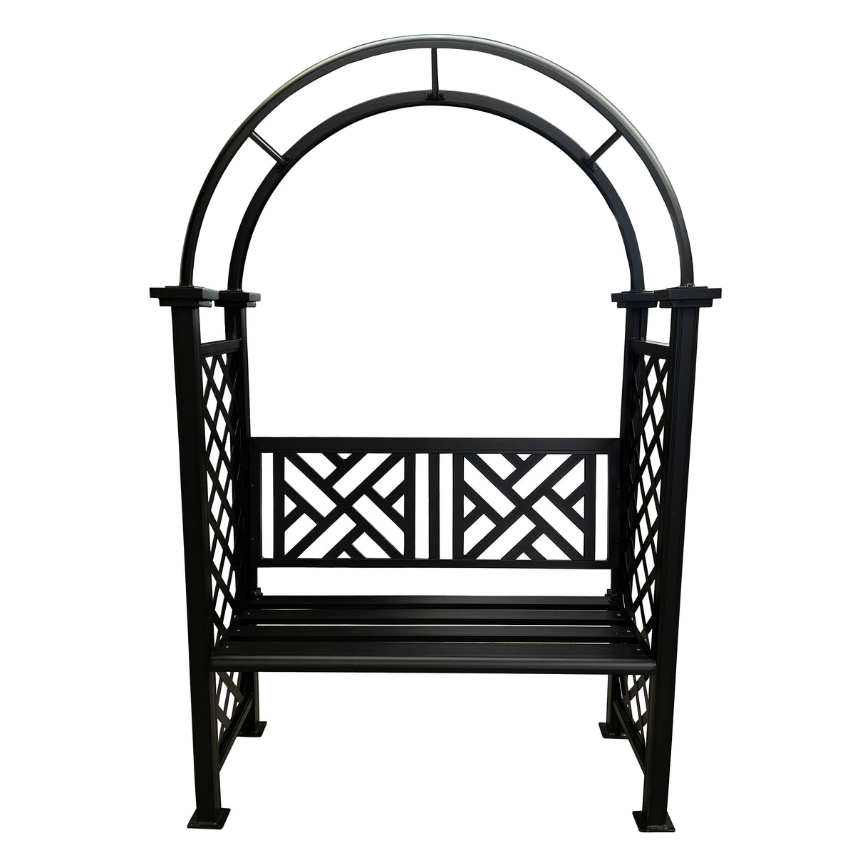 Black Aluminum Garden Arch with 2-Seater Bench