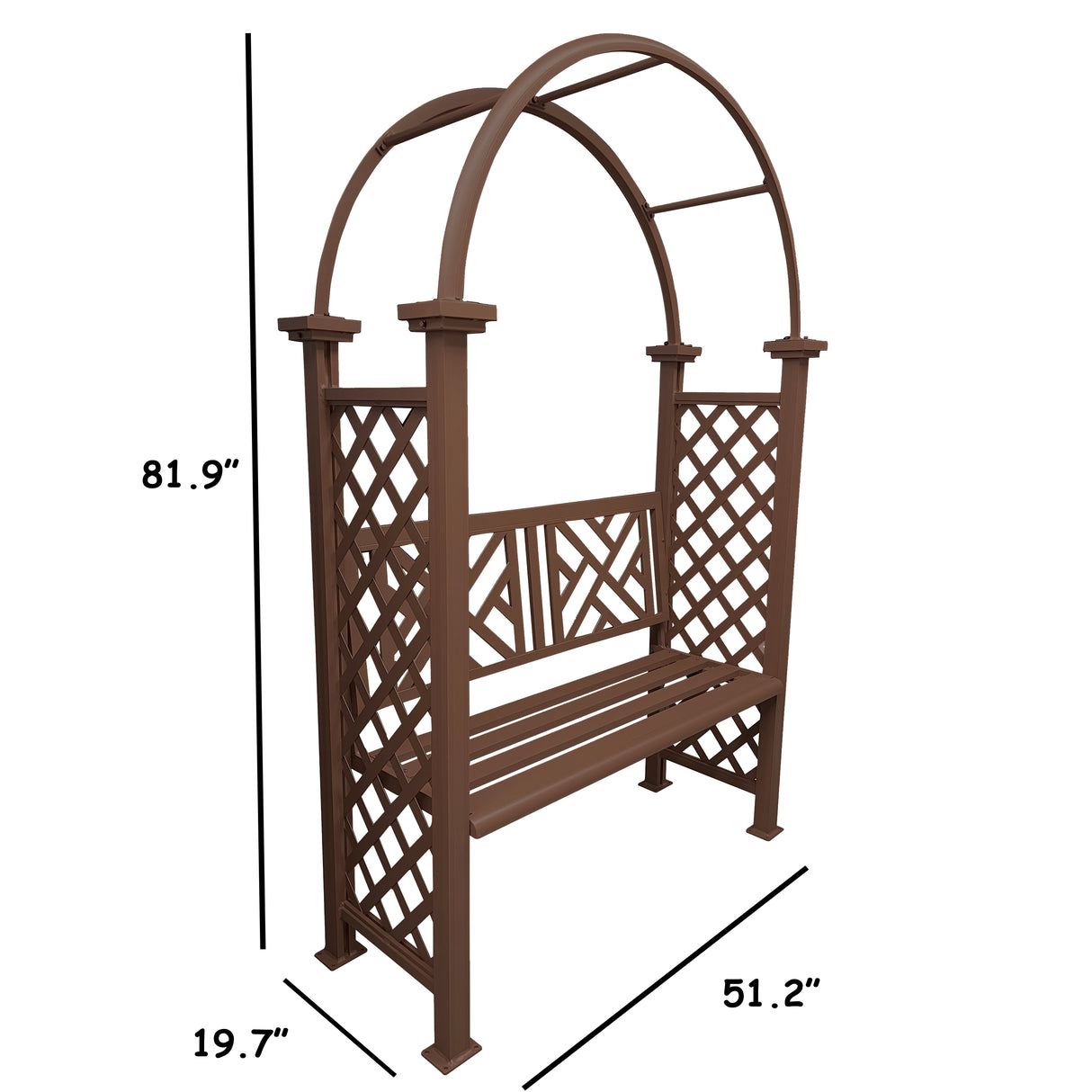Brown Aluminum Garden Arch with 2-Seater Bench