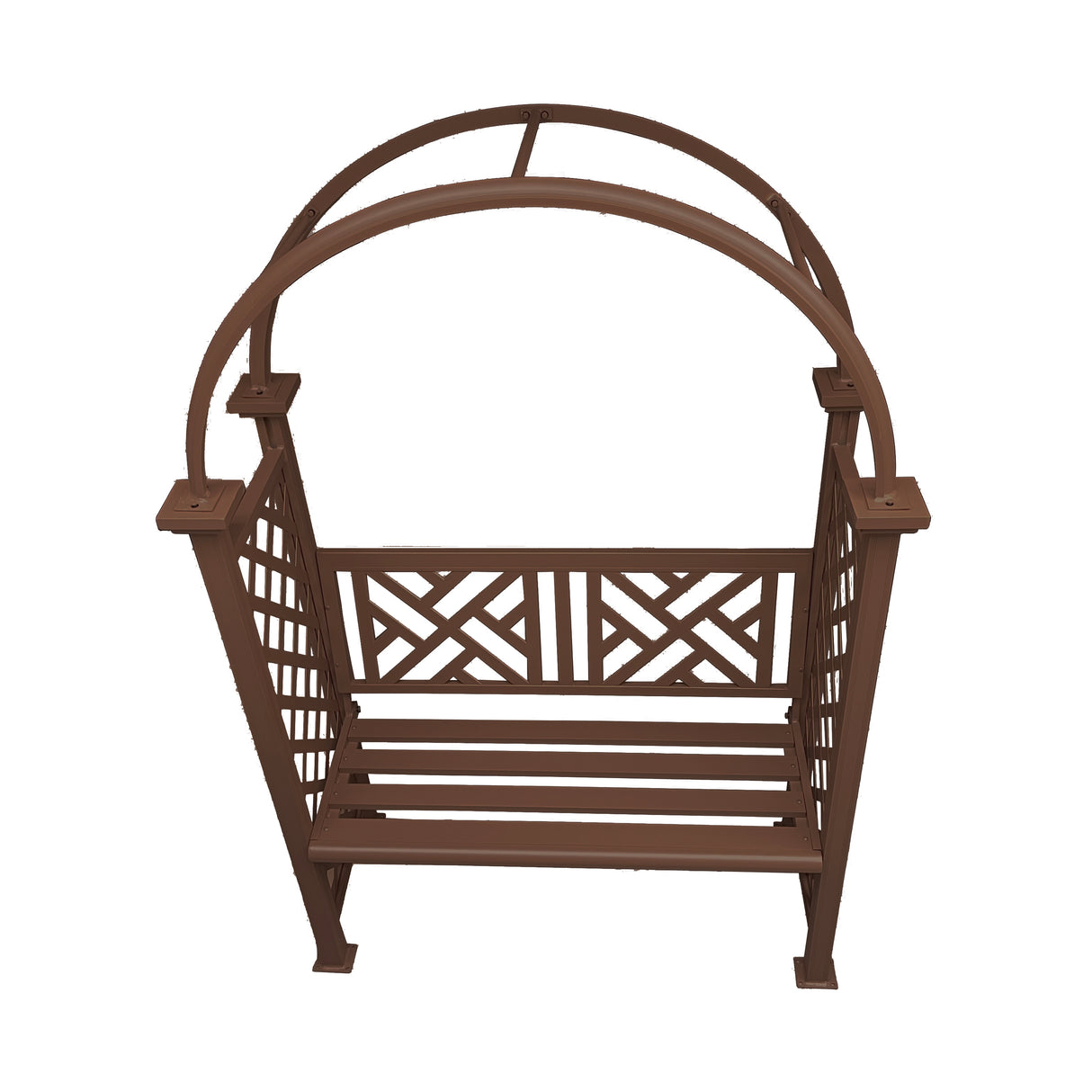 Brown Aluminum Garden Arch with 2-Seater Bench