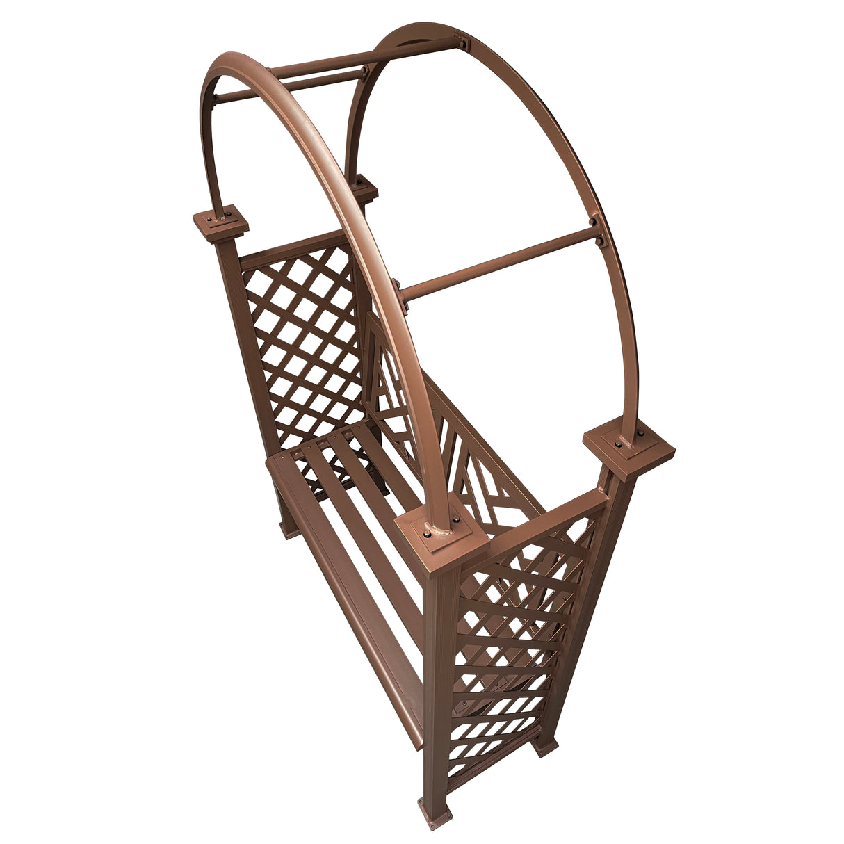 Brown Aluminum Garden Arch with 2-Seater Bench