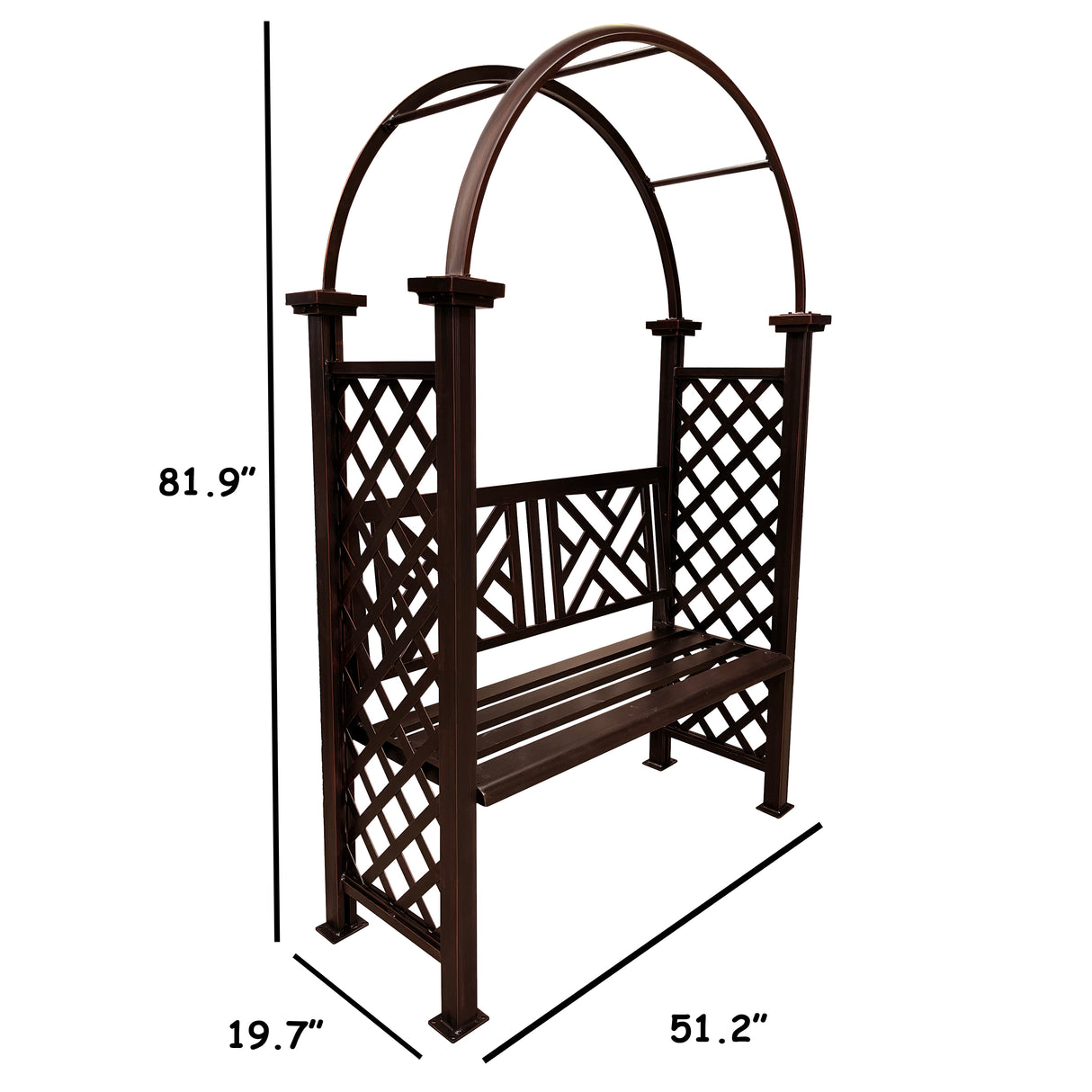 Bronze Aluminum Garden Arch with 2-Seater Bench