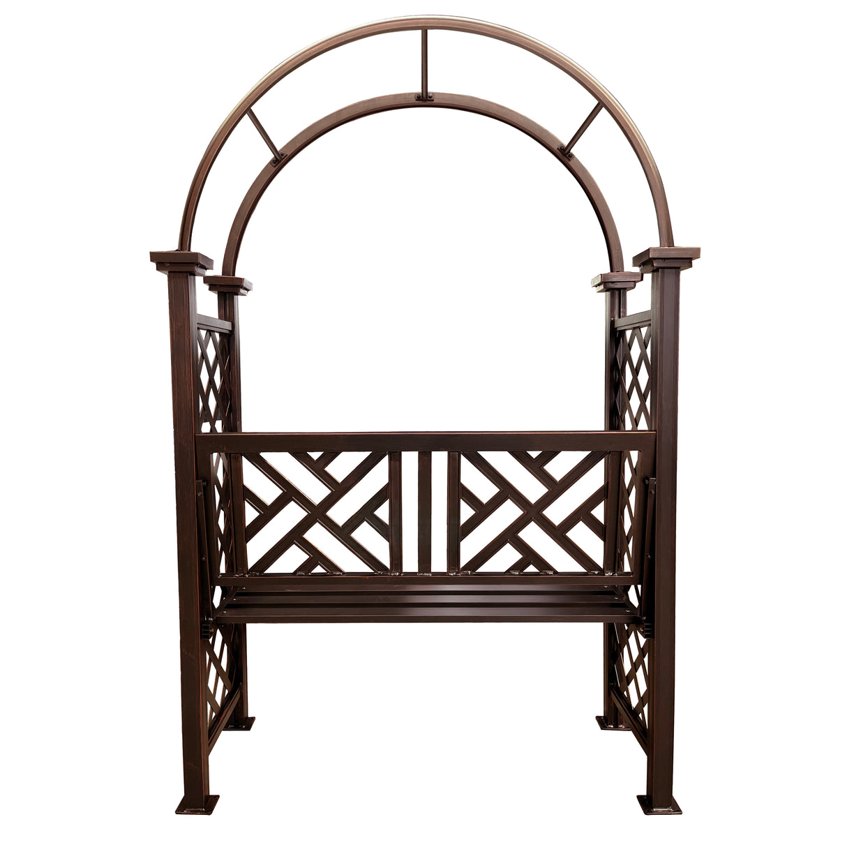 Bronze Aluminum Garden Arch with 2-Seater Bench