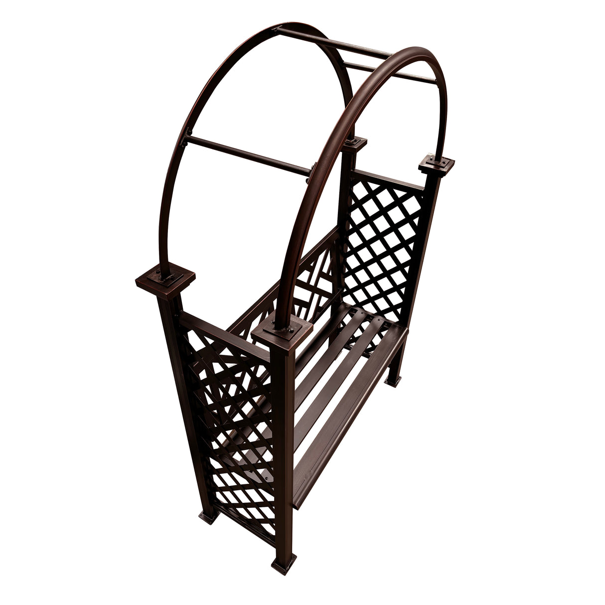 Bronze Aluminum Garden Arch with 2-Seater Bench