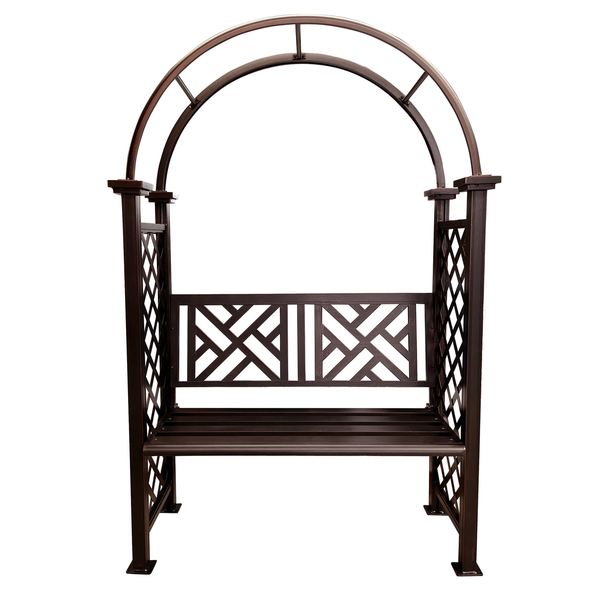 Bronze Aluminum Garden Arch with 2-Seater Bench