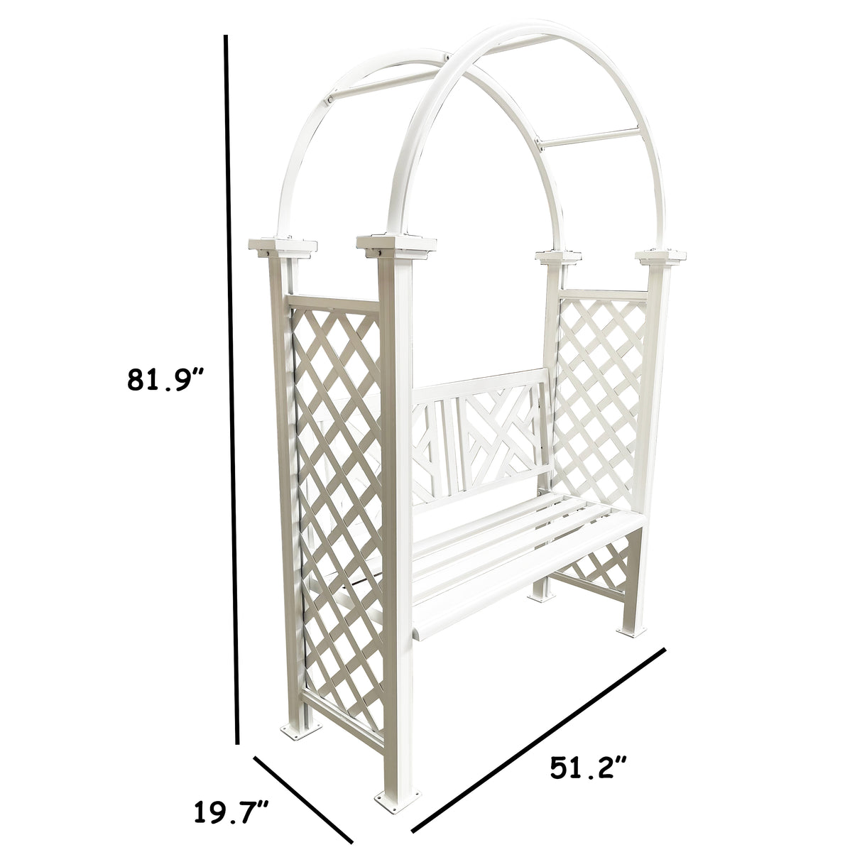 White Aluminum Garden Arch with 2-Seater Bench