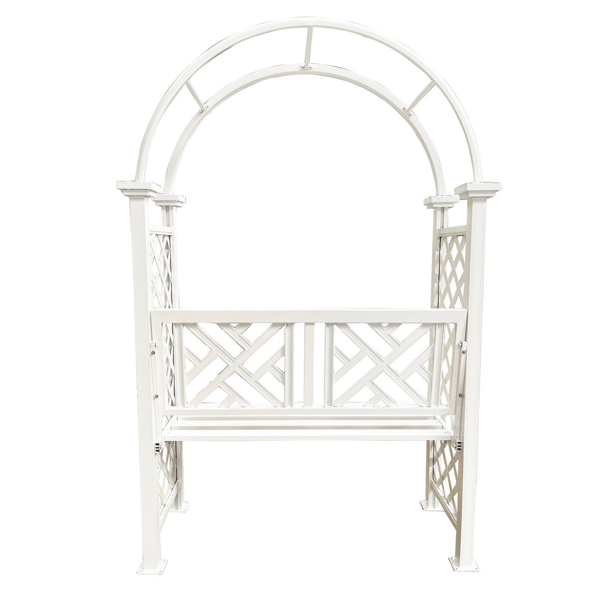White Aluminum Garden Arch with 2-Seater Bench