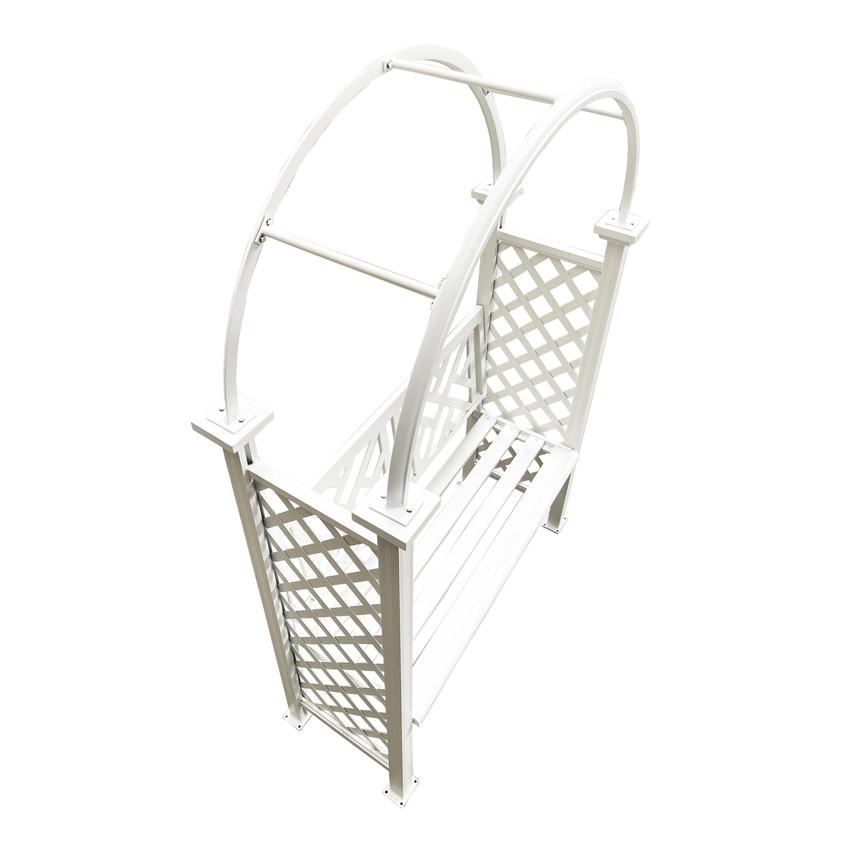 White Aluminum Garden Arch with 2-Seater Bench