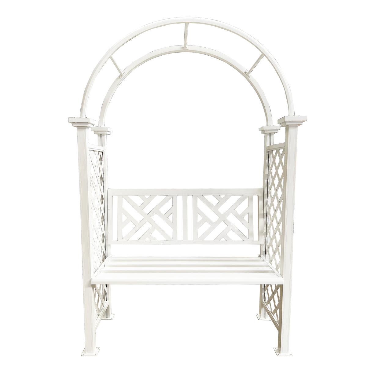 White Aluminum Garden Arch with 2-Seater Bench