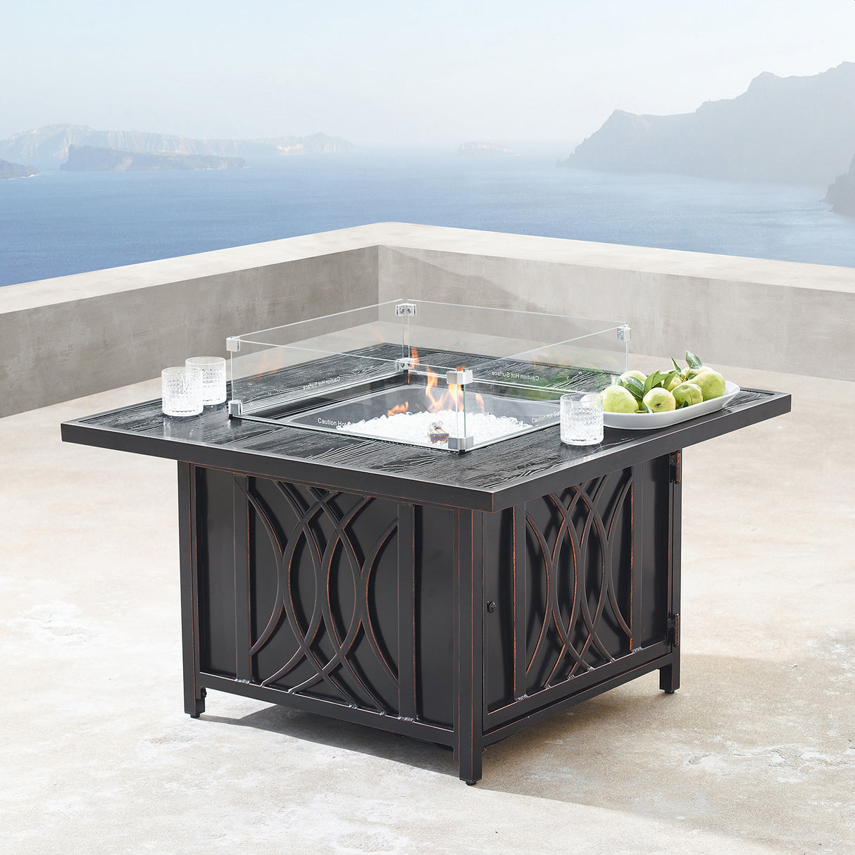 Square 21.8-in X 21.8-in Tempered Glass Fire Table Windshield Flame Blocker - Sharicks