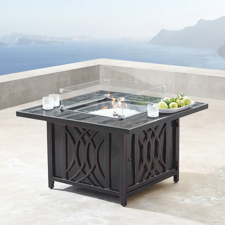Square 21.8-in X 21.8-in Tempered Glass Fire Table Windshield Flame Blocker - Sharicks